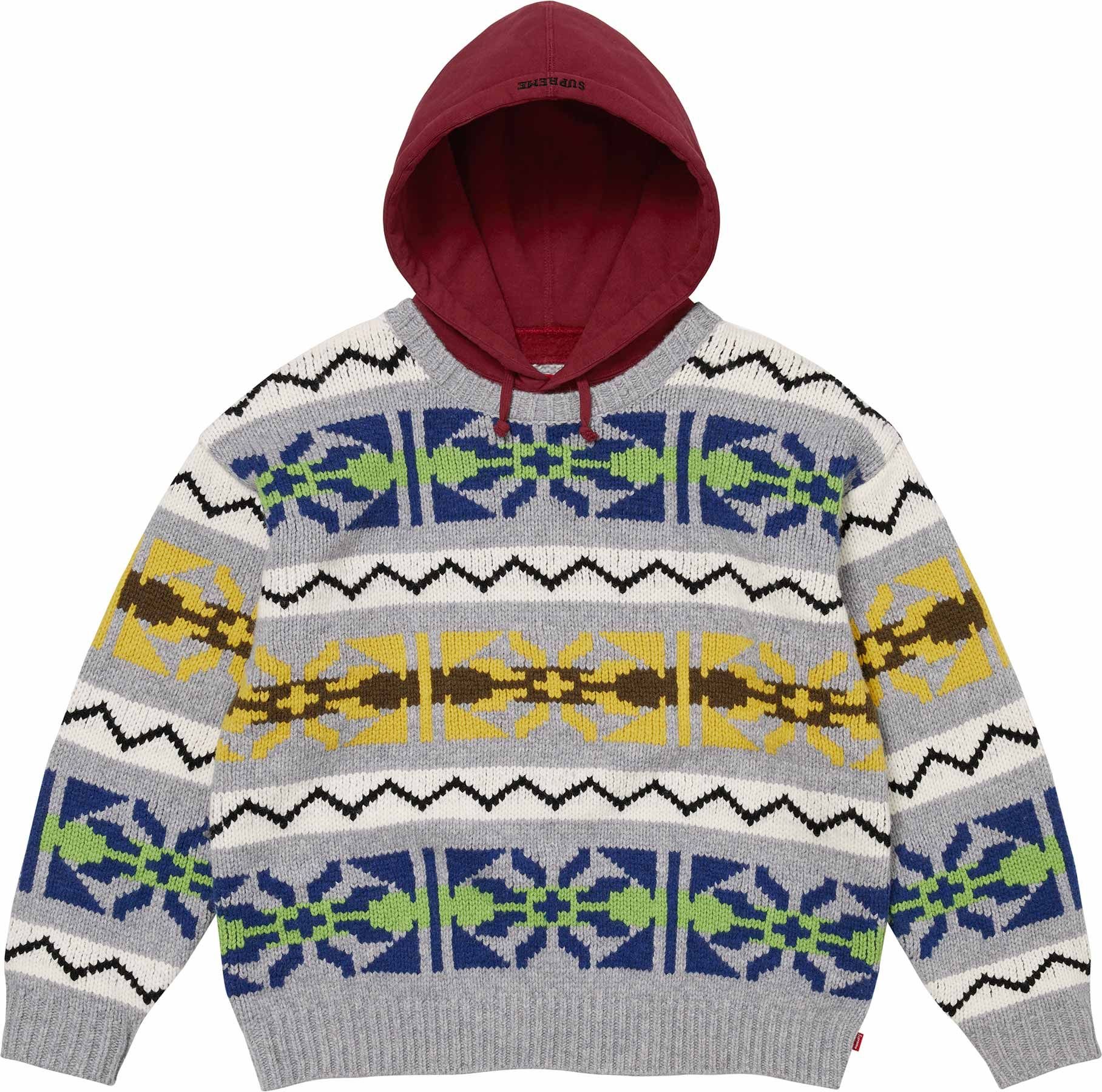 Pattern Knit Hooded Sweater view 2